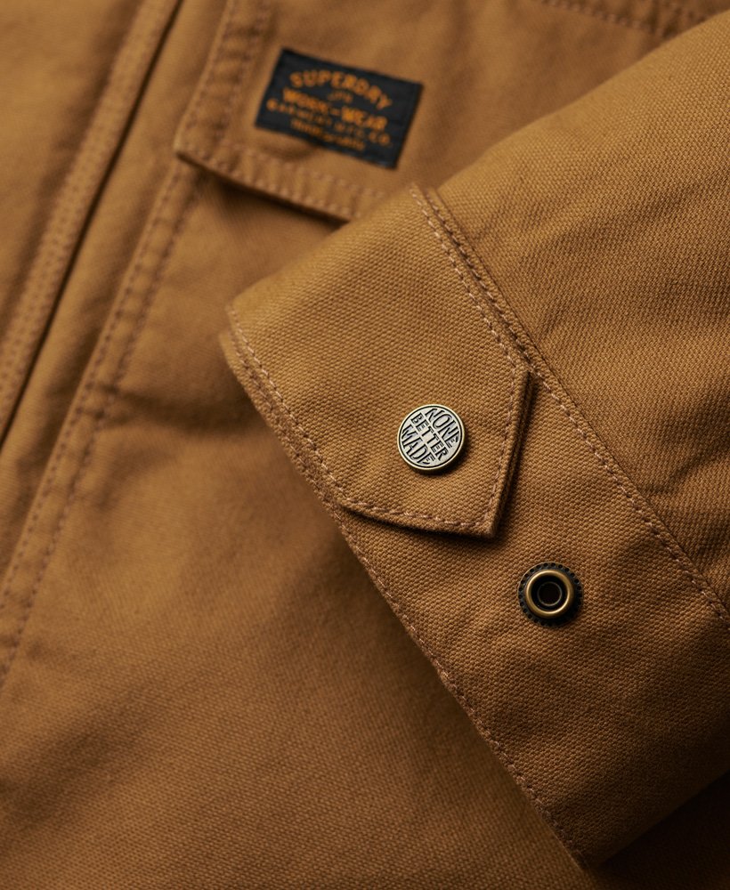 workwear parka met capuchon in de kleur tabaksbruin van denim co.