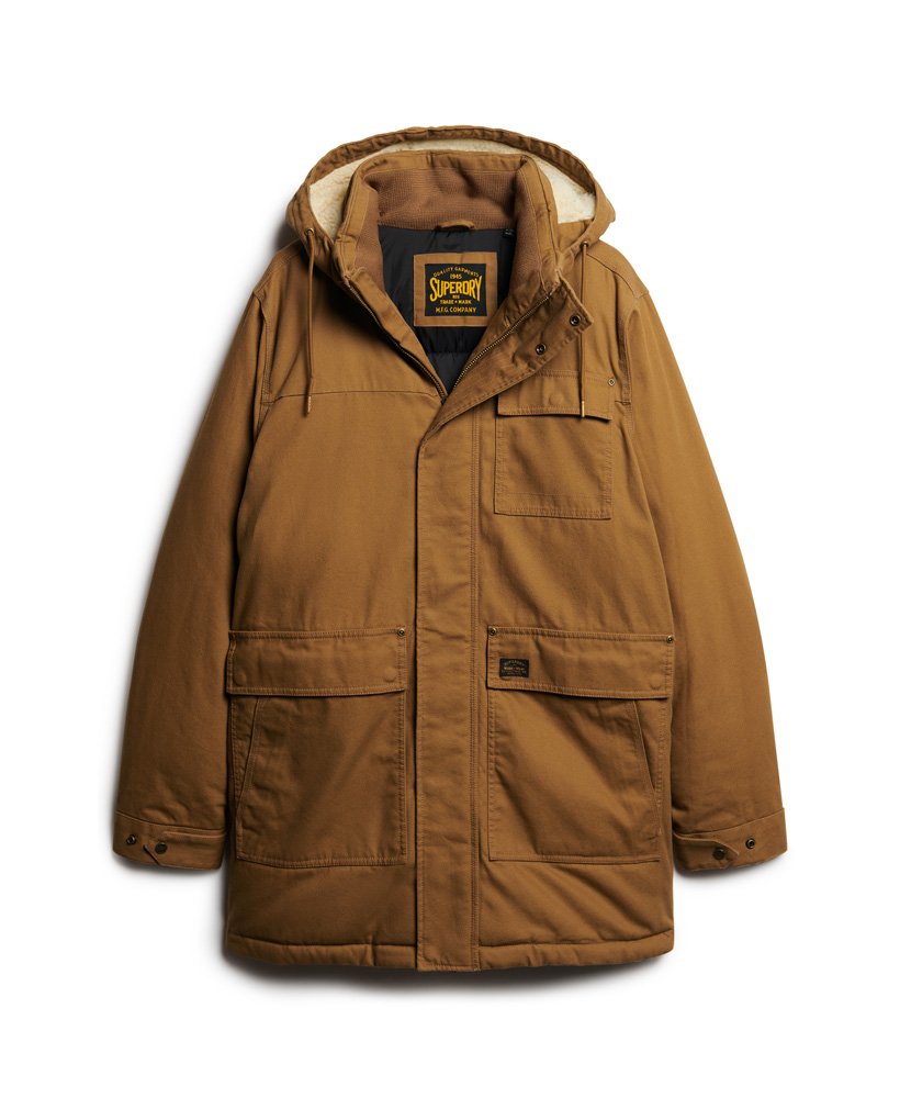 workwear parka met capuchon in de kleur tabaksbruin van denim co.
