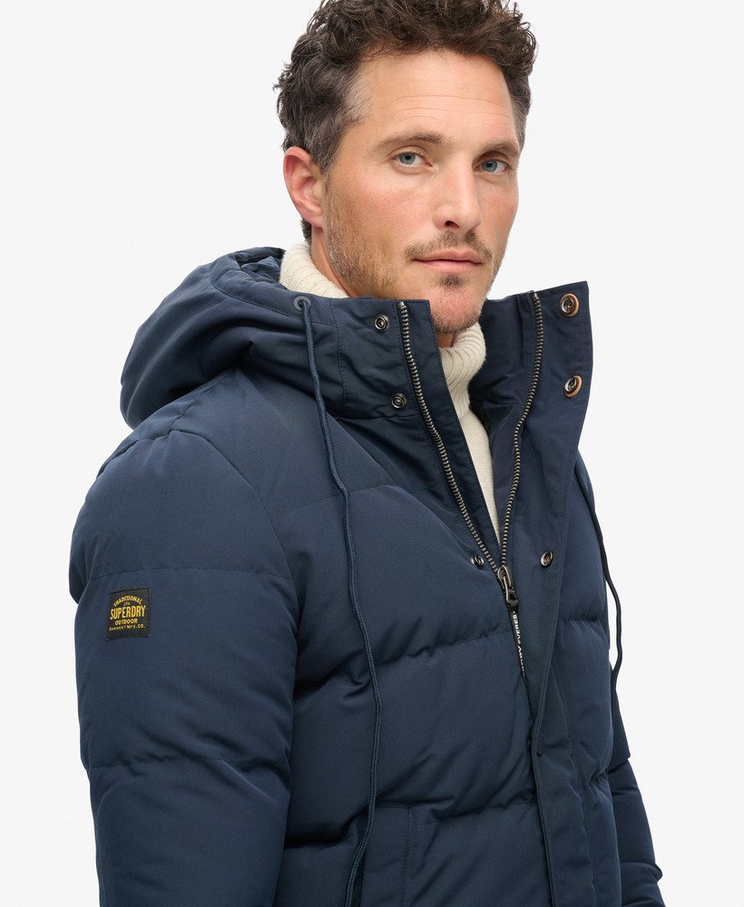 everest korte pufferjas met capuchon in nordic chrome navy