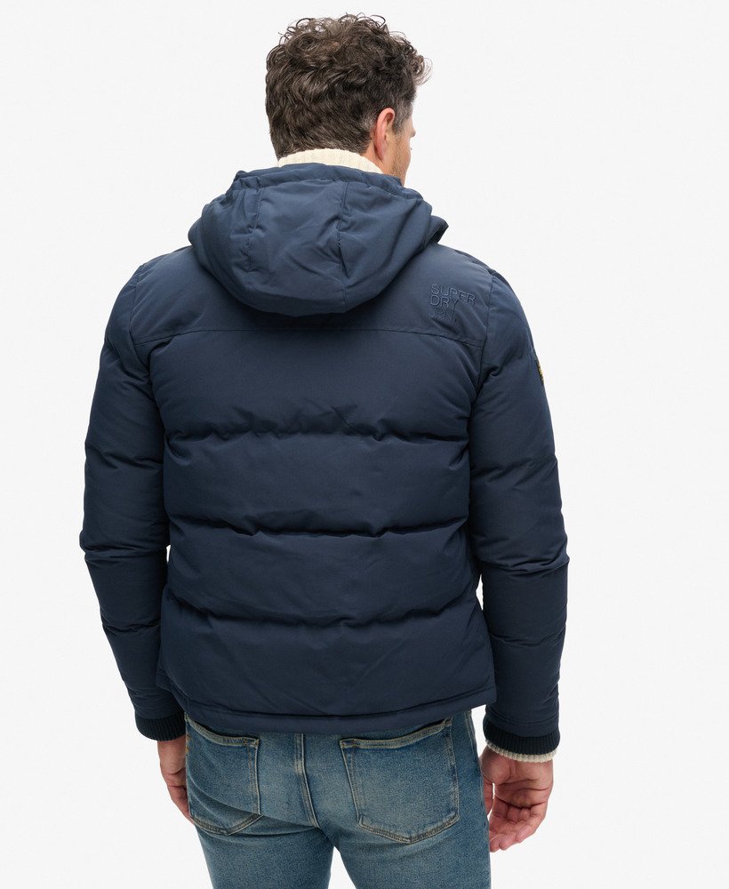 everest korte pufferjas met capuchon in nordic chrome navy
