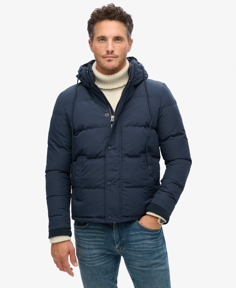 everest korte pufferjas met capuchon in nordic chrome navy