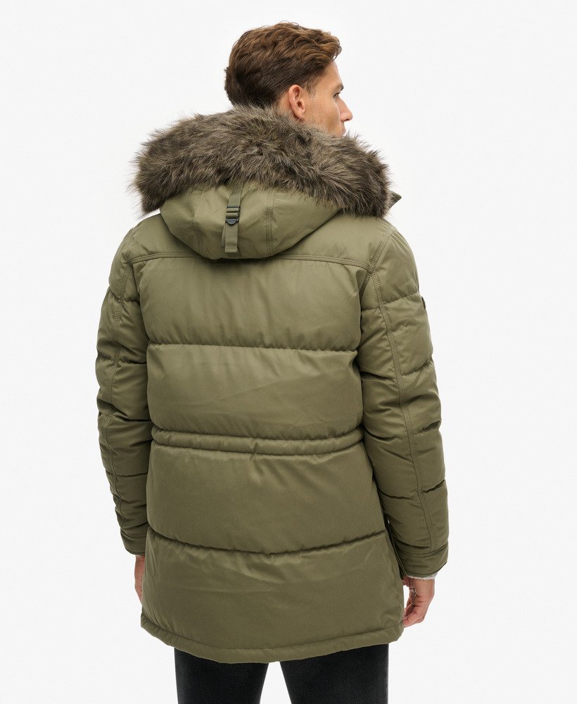 chinook parka van imitatiebont in stoffig olijfgroen