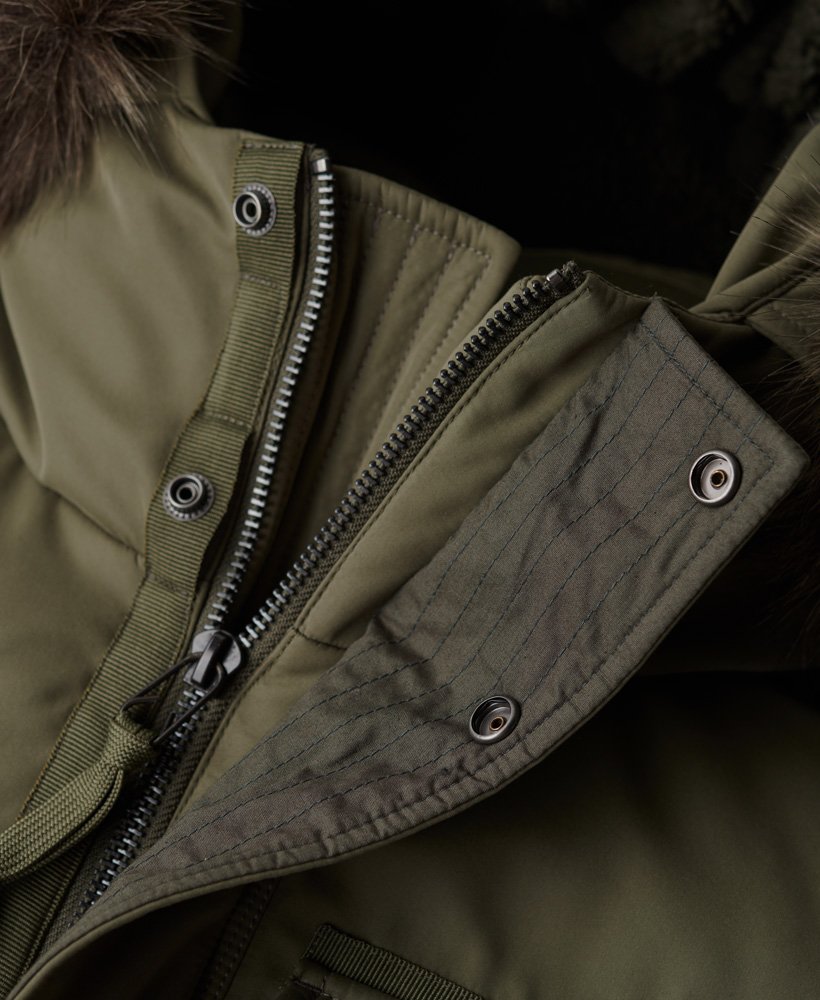 chinook parka van imitatiebont in stoffig olijfgroen