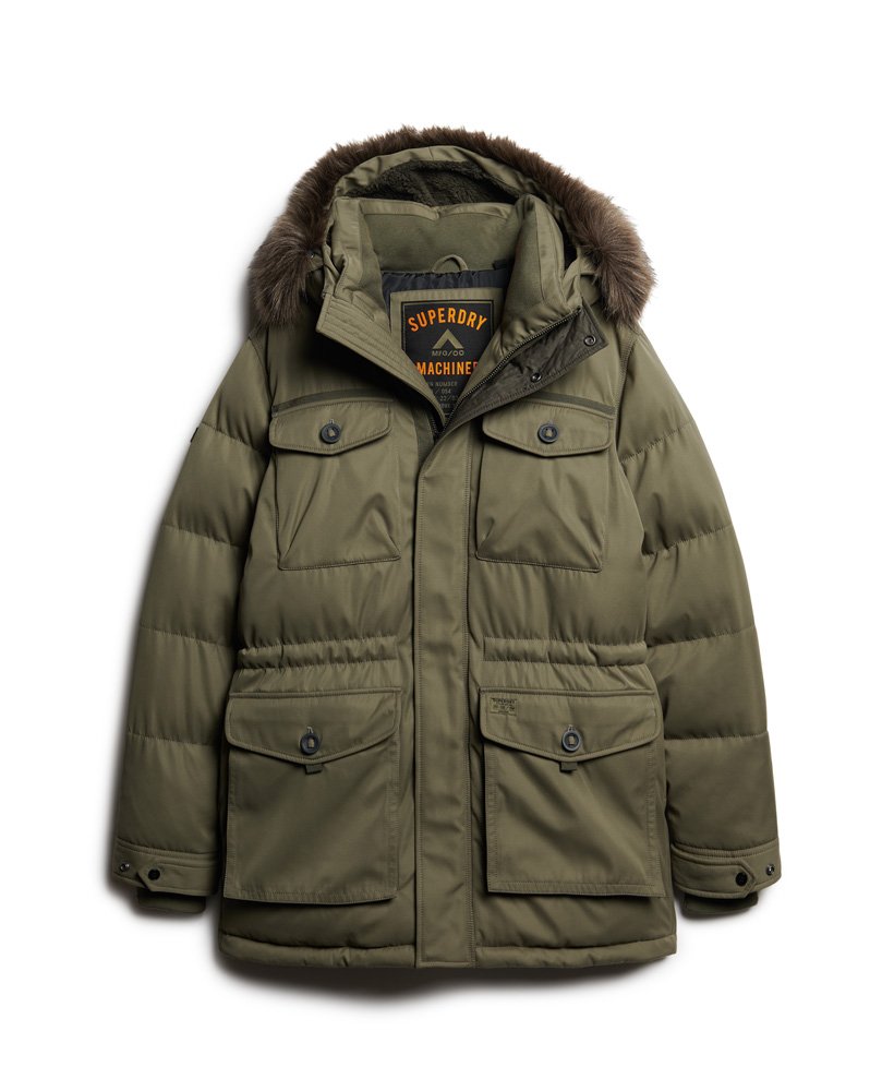 chinook parka van imitatiebont in stoffig olijfgroen
