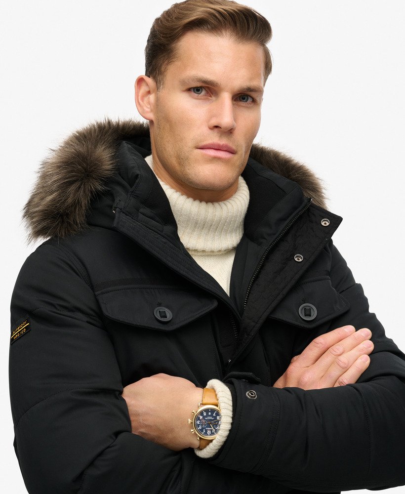 chinook parka van imitatiebont in zwart