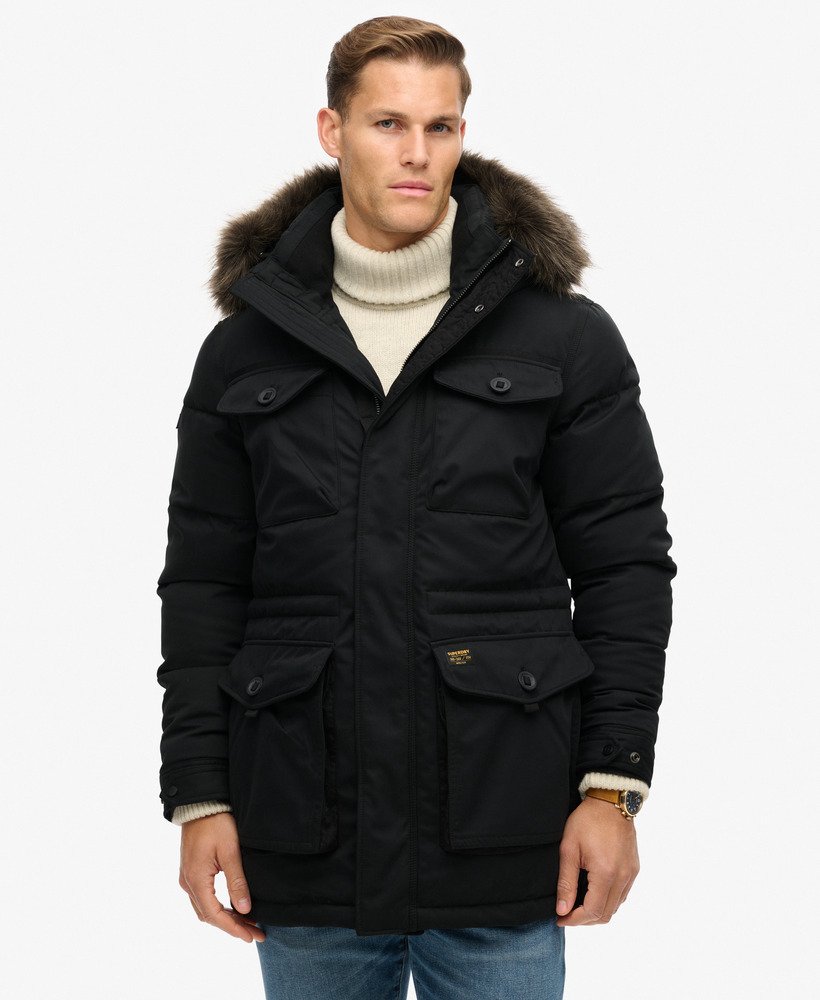 chinook parka van imitatiebont in zwart