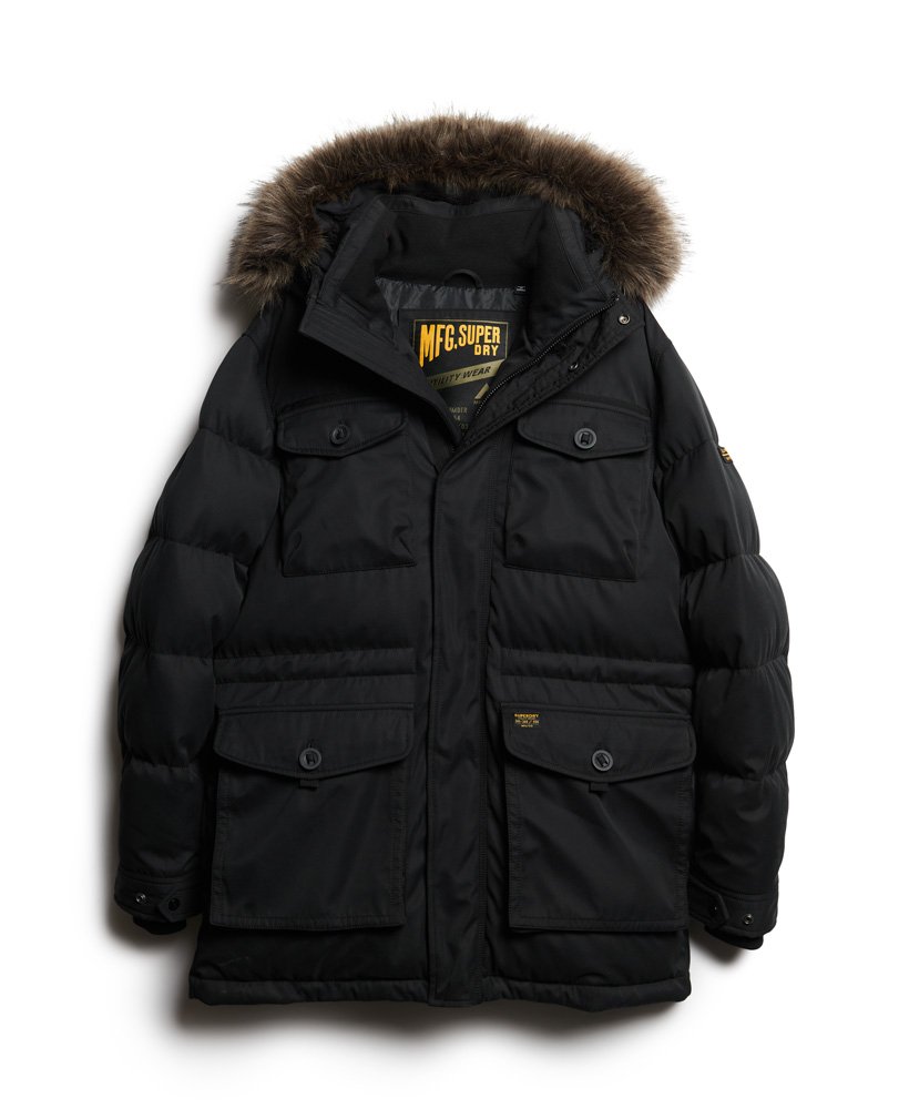 chinook parka van imitatiebont in zwart