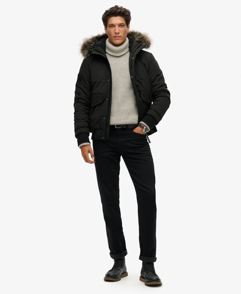 everest puffer bomberjack met capuchon in gitzwart