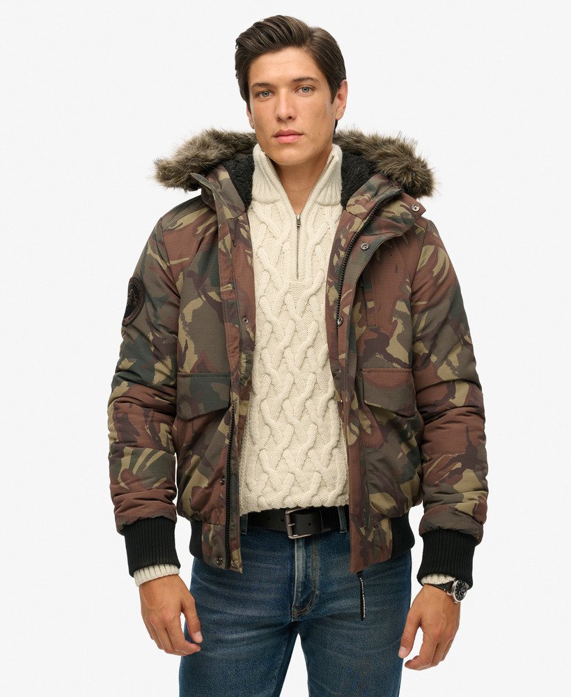 everest puffer bomberjack met capuchon in legercamouflage