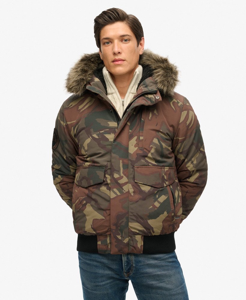 everest puffer bomberjack met capuchon in legercamouflage