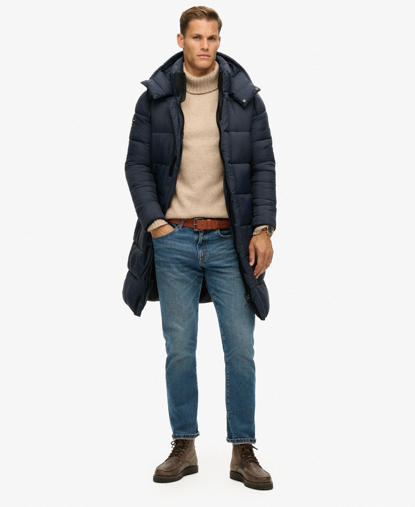ripstop lange pufferjas in eclipse navy grid