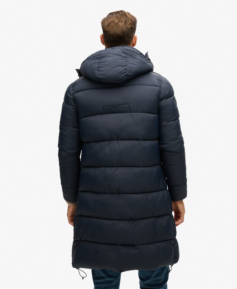 ripstop lange pufferjas in eclipse navy grid