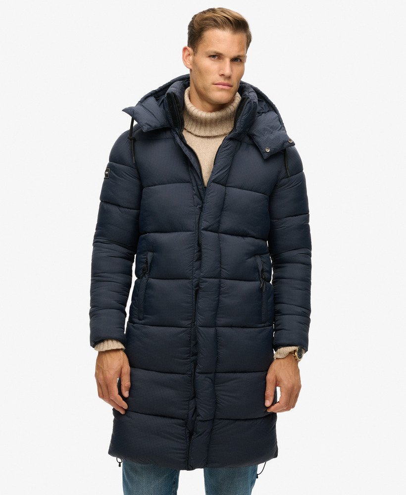 ripstop lange pufferjas in eclipse navy grid