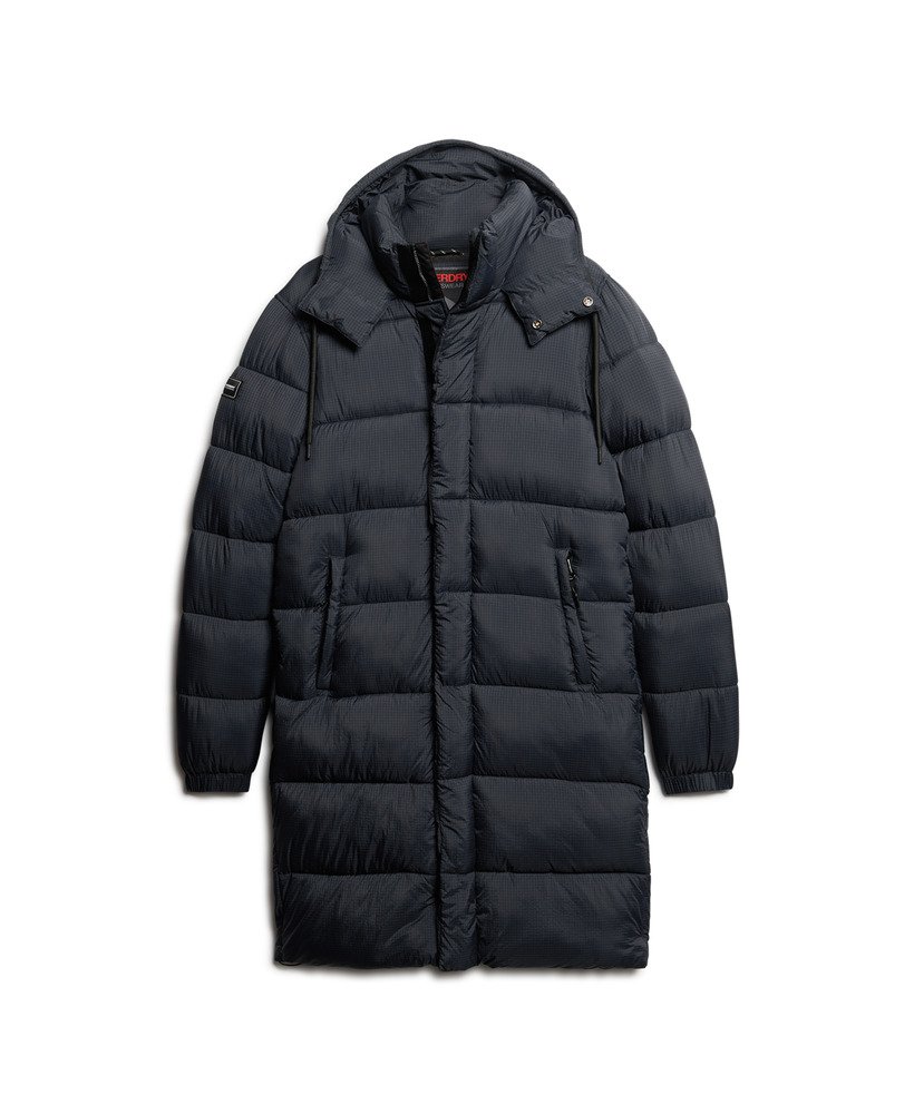 ripstop lange pufferjas in eclipse navy grid