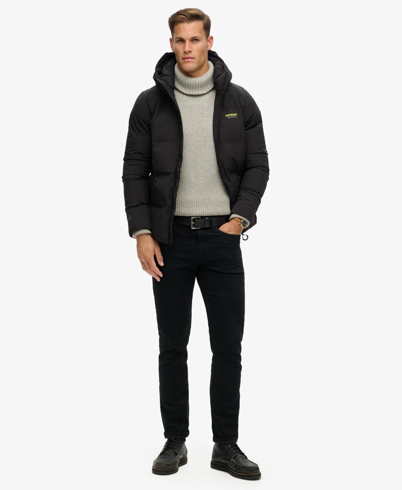 boxy pufferjack met capuchon in zwart