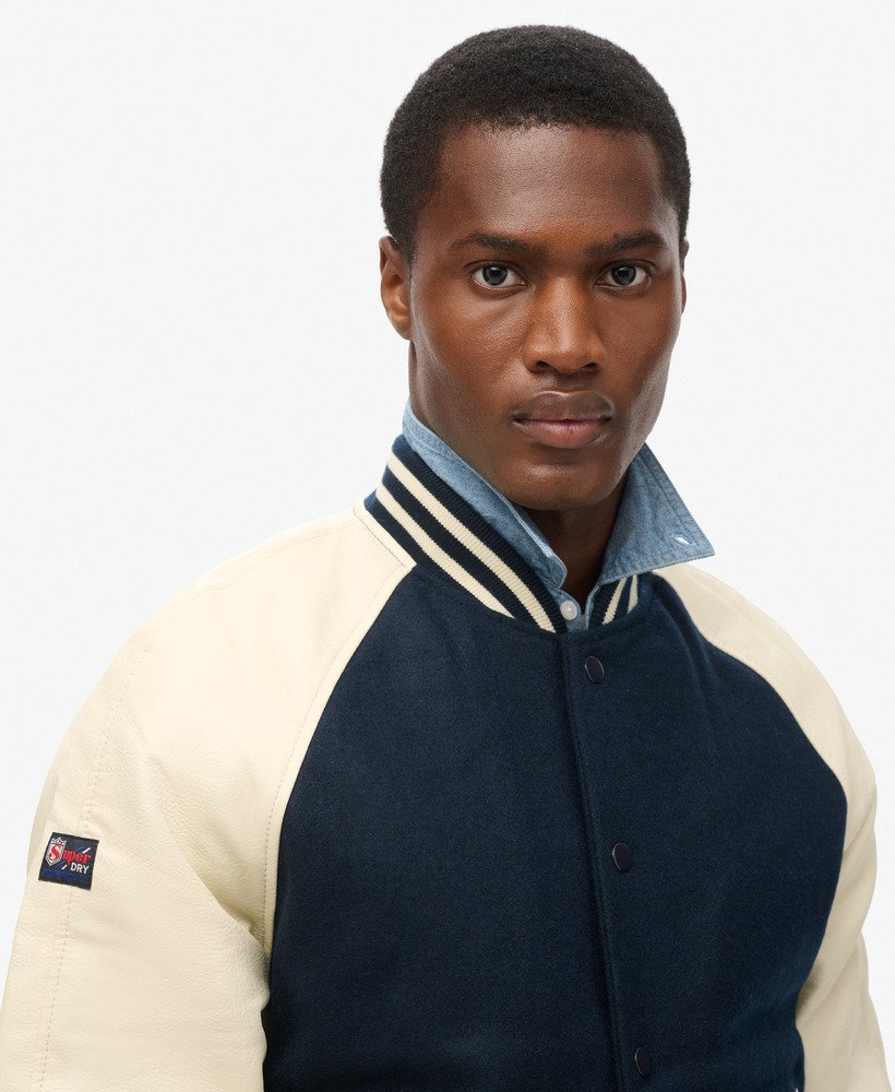 college varsity bomberjack in eclipse navy