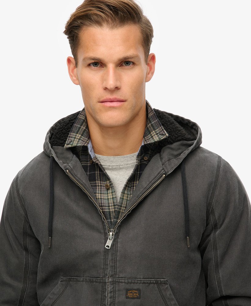 vintage werkjas met capuchon in bison black