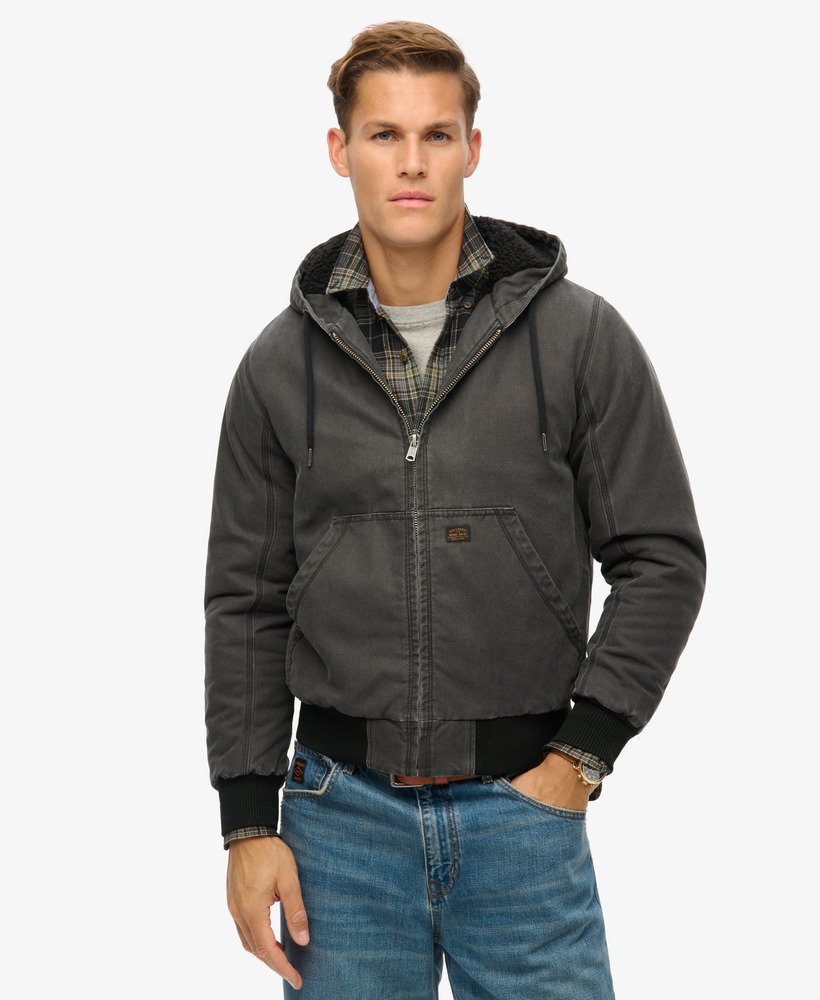 vintage werkjas met capuchon in bison black