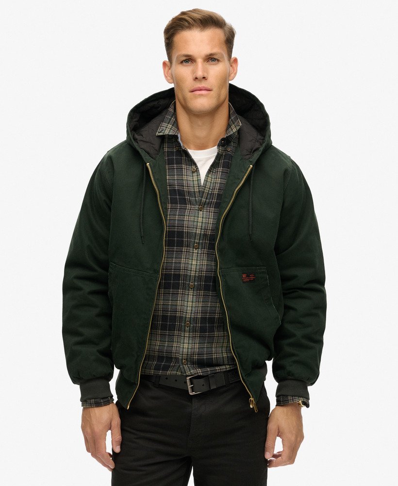 overgebleven bomberjack met capuchon in jet set green