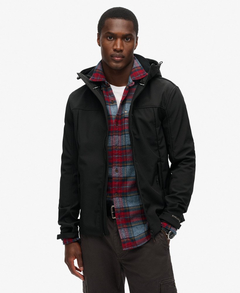 hoodie softshell trekkerjack in zwart