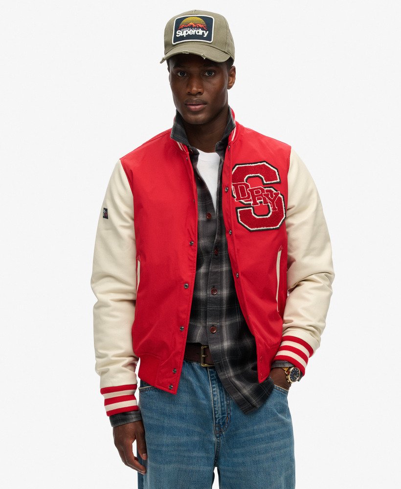 mascotte varsity bomberjack in varsity red
