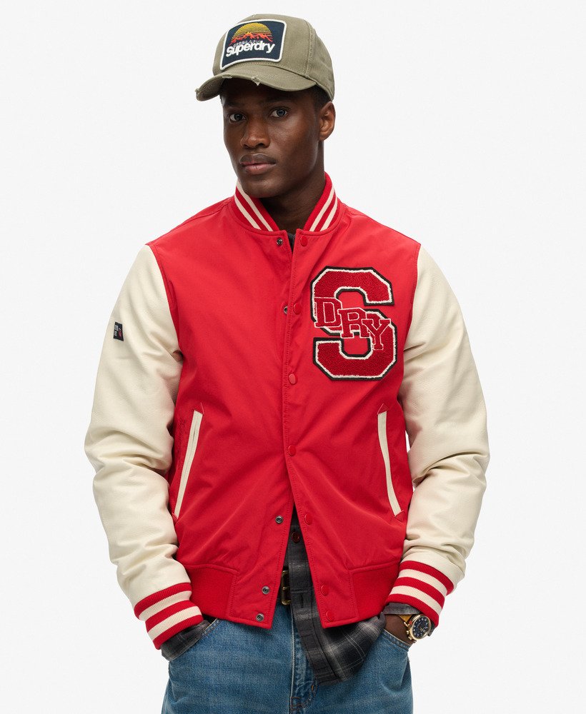 mascotte varsity bomberjack in varsity red
