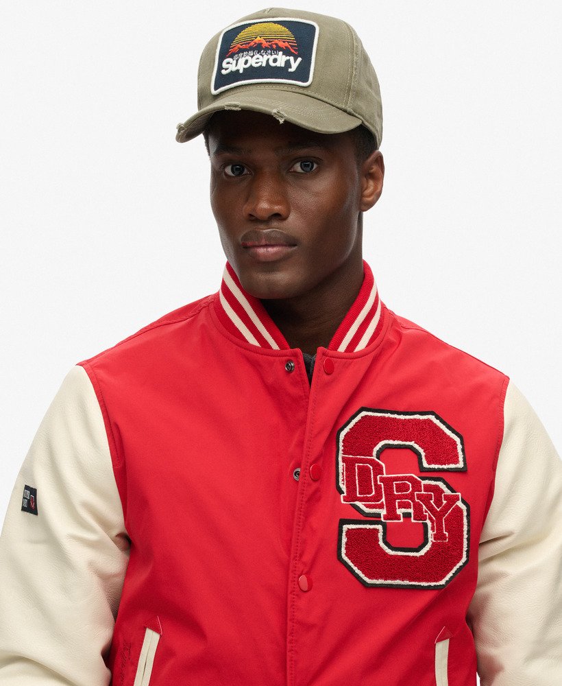 mascotte varsity bomberjack in varsity red