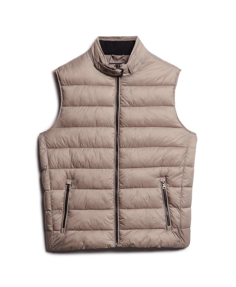 lichtgewicht gewatteerd gilet in diepbeige slubstof