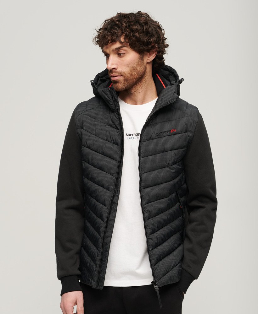 capuchon storm hybrid gewatteerde jas in zwart