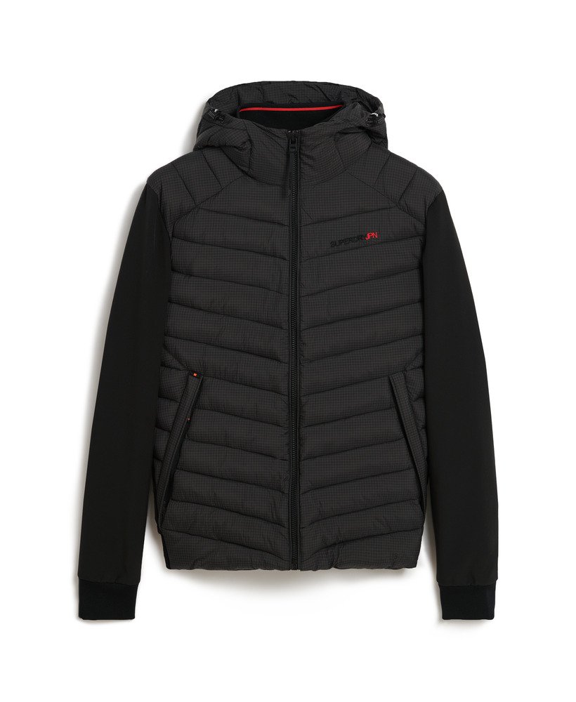 capuchon storm hybrid gewatteerde jas in zwart
