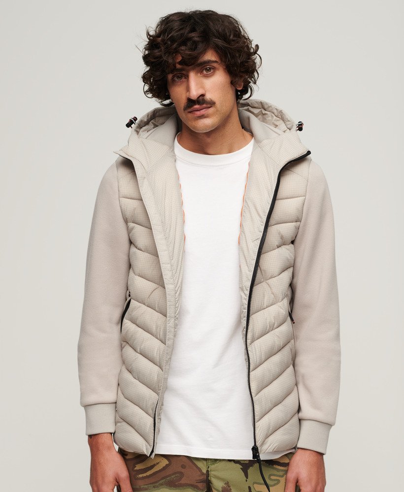 capuchon storm hybrid gewatteerde jas in chateau gray