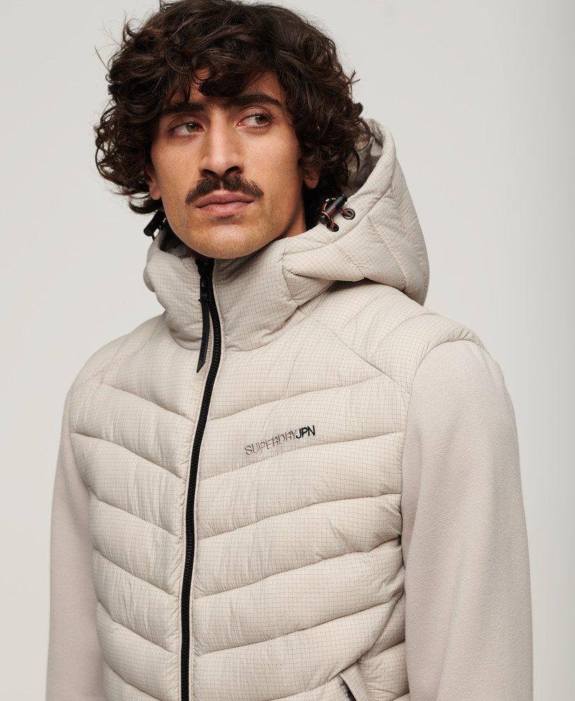 capuchon storm hybrid gewatteerde jas in chateau gray