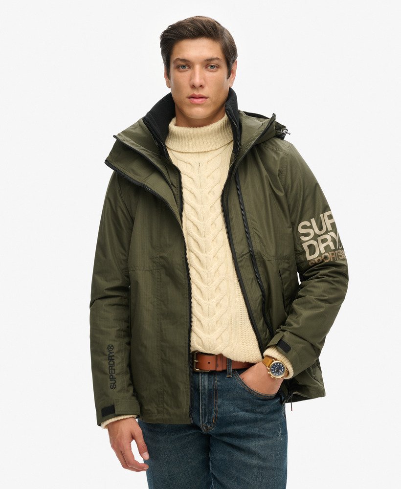 hooded yachter sd windbreaker jacket in army khaki