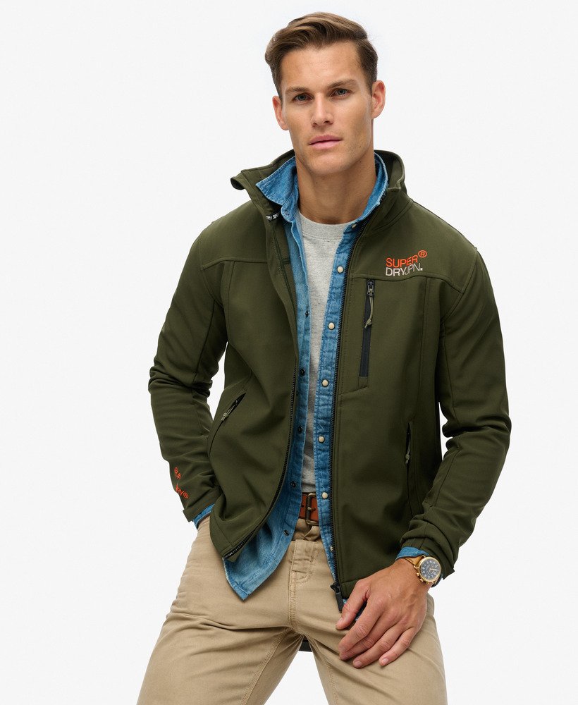 softshell trekker-trainingsjack in legerkaki