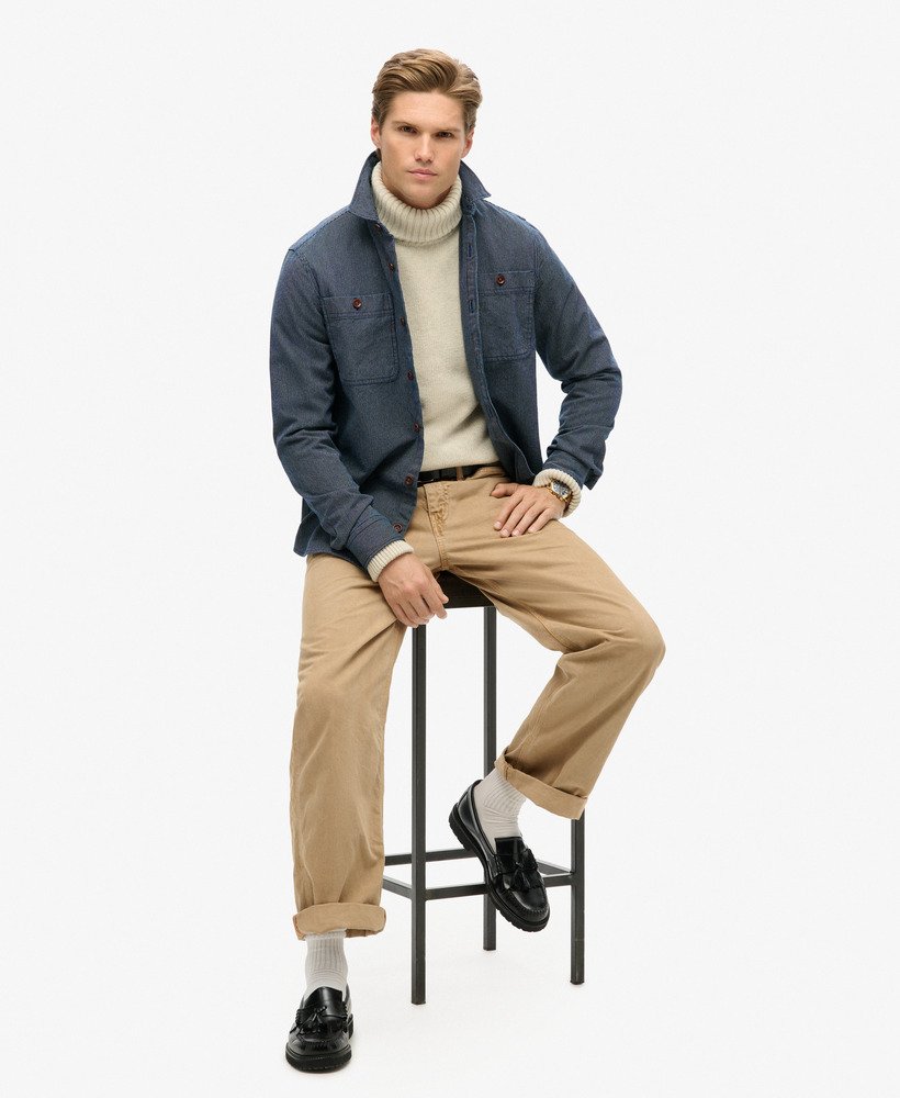 the merchant store - denim overshirt met indigo strepen