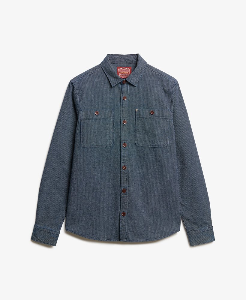 the merchant store - denim overshirt met indigo strepen