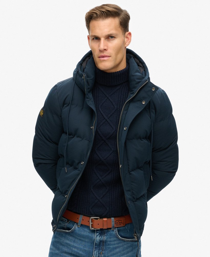 everest korte pufferjas met capuchon in eclipse navy