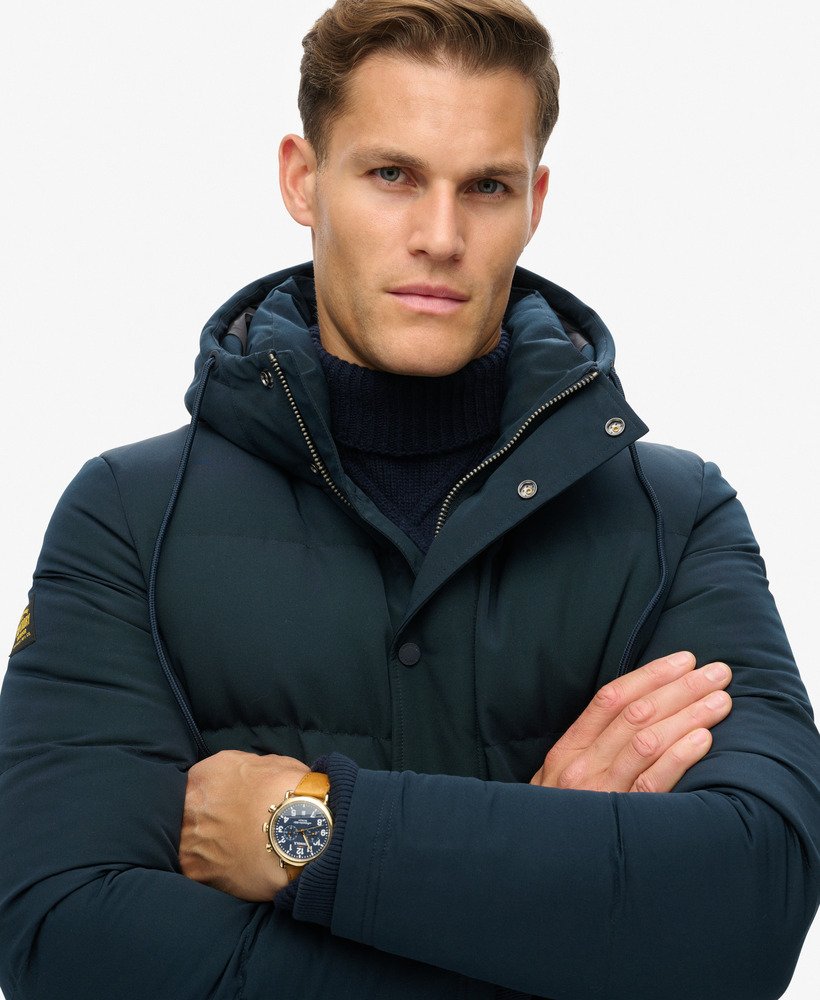 everest korte pufferjas met capuchon in eclipse navy