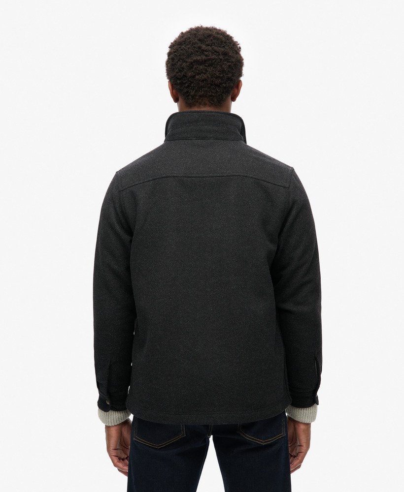 de merchant store - wollen overshirt in zwarte textuur