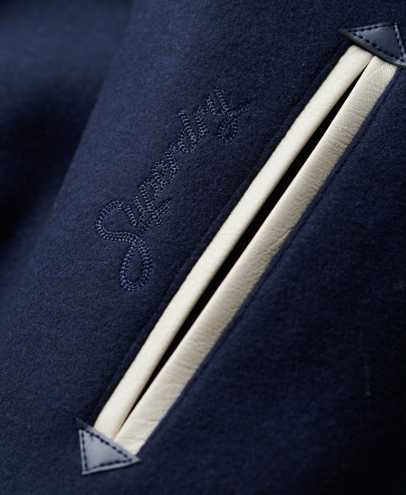 varsity bomberjack met kettingsteek in atlantic navy