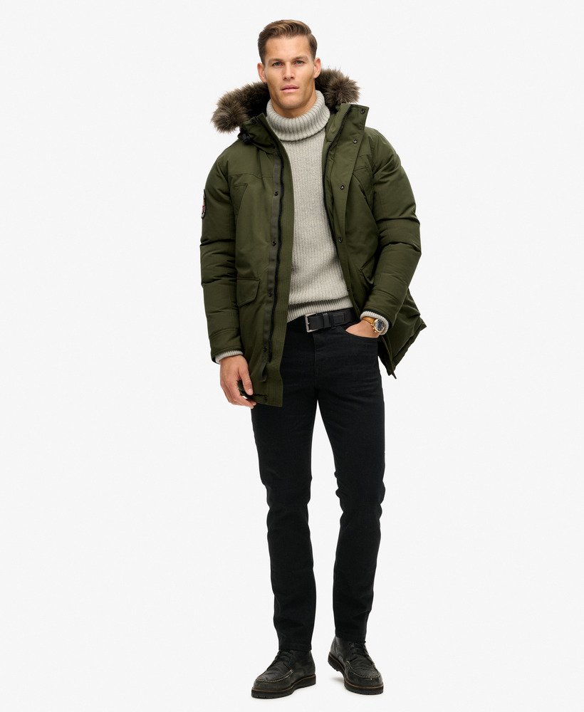 everest parka met imitatiebont in legergroen