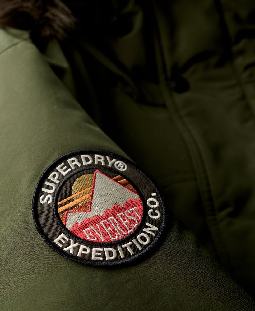 everest parka met imitatiebont in legergroen
