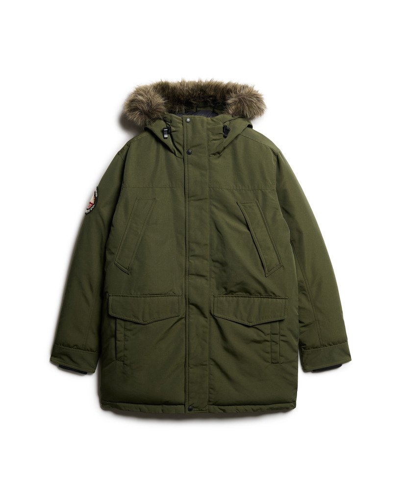 everest parka met imitatiebont in legergroen