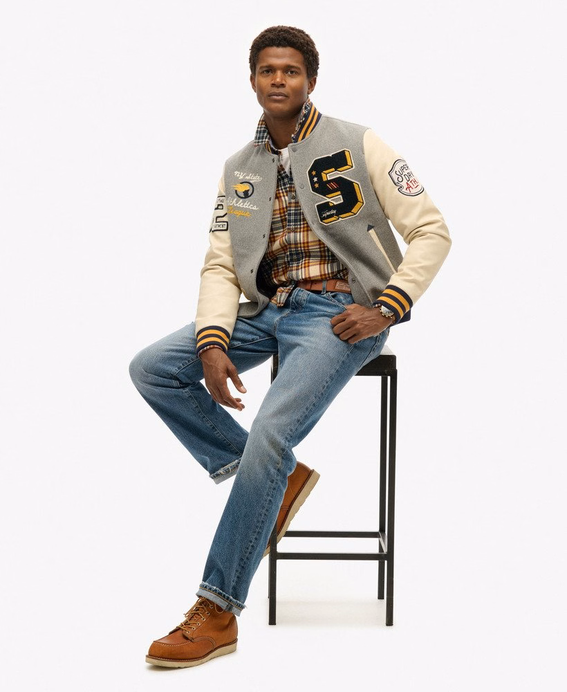 Bomberjack met collegepatches