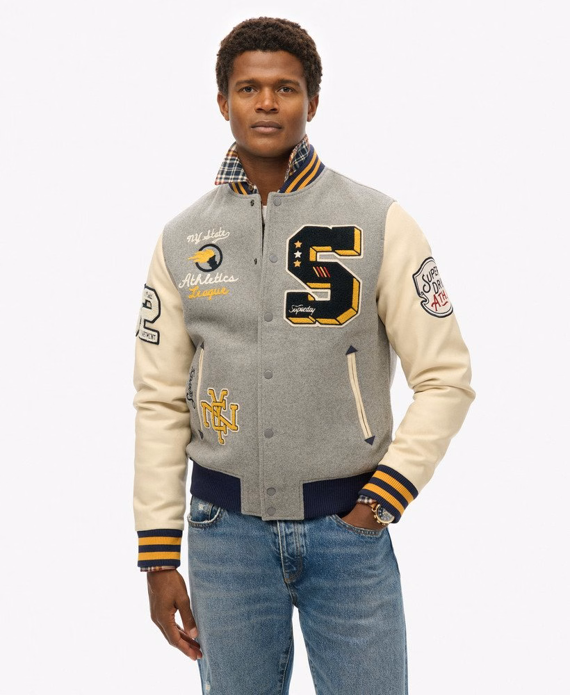 Bomberjack met collegepatches