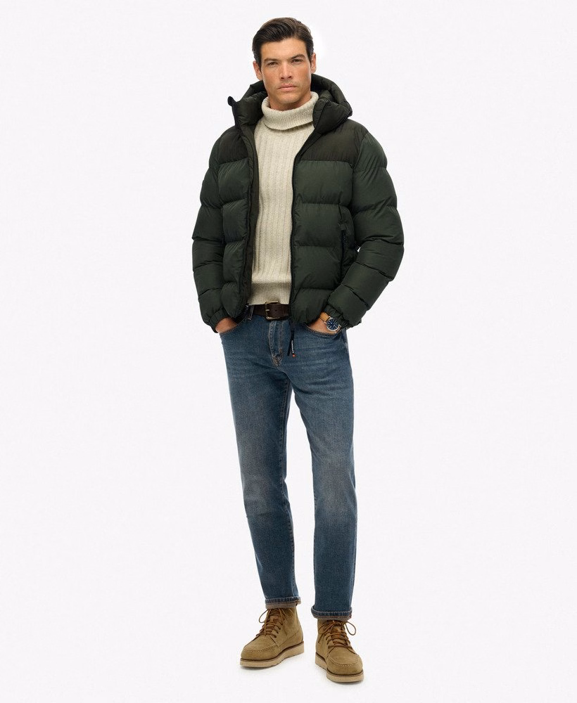Colourblock gewatteerde jas met capuchon