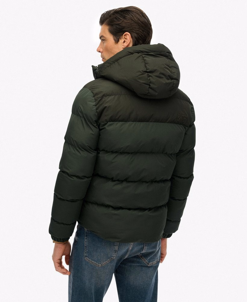 Colourblock gewatteerde jas met capuchon