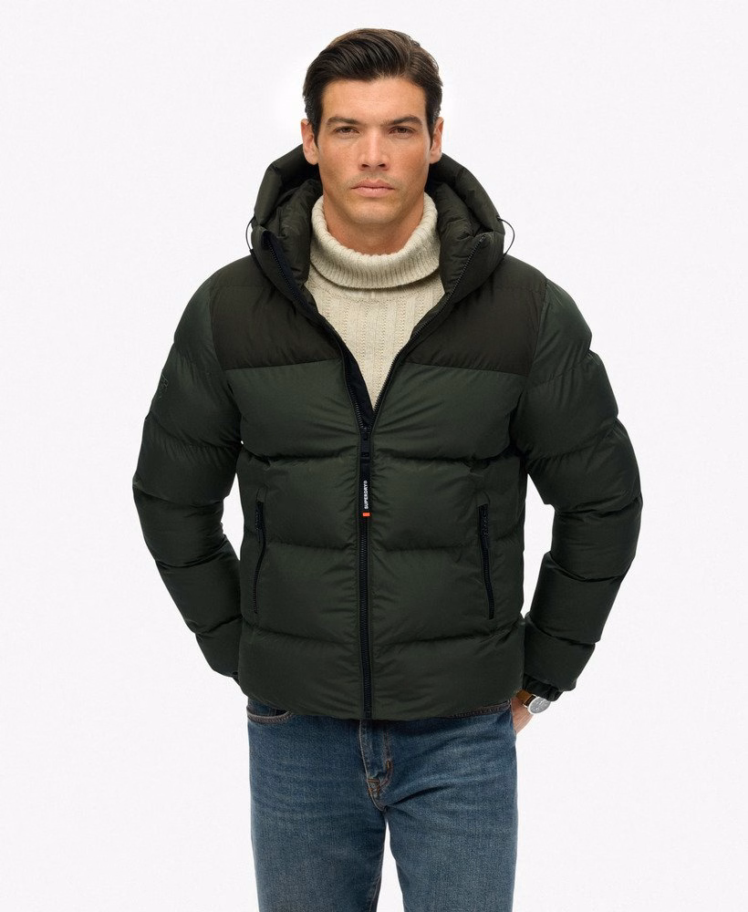 Colourblock gewatteerde jas met capuchon