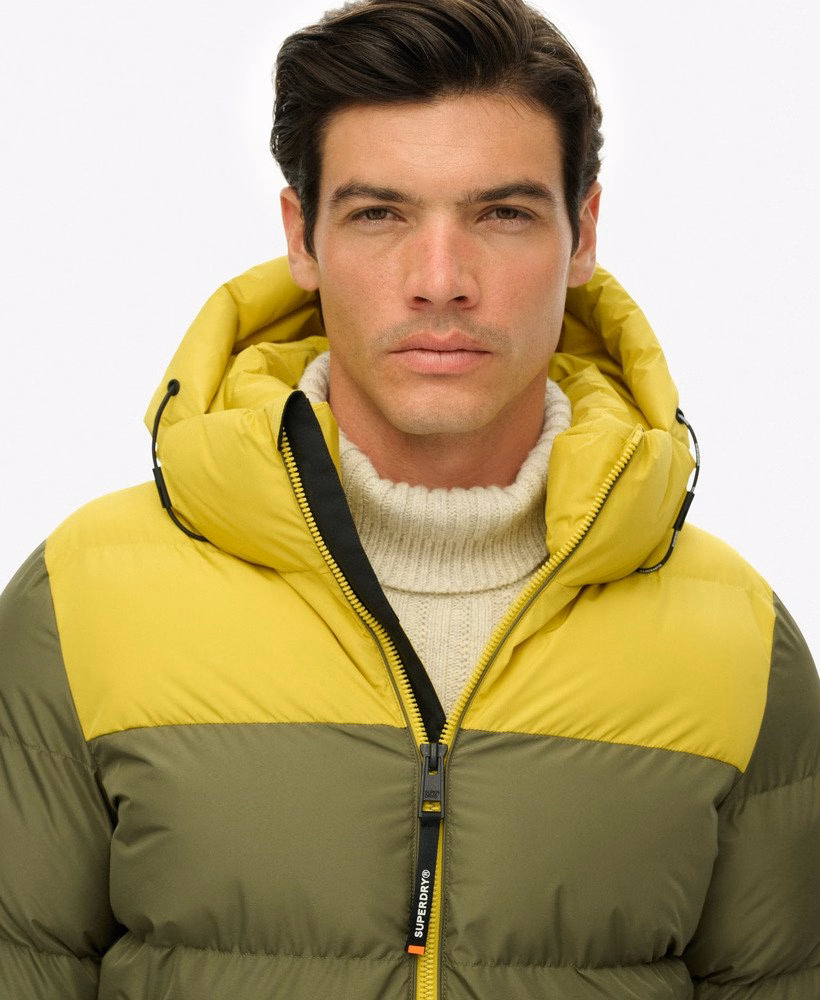 Colourblock gewatteerde jas met capuchon