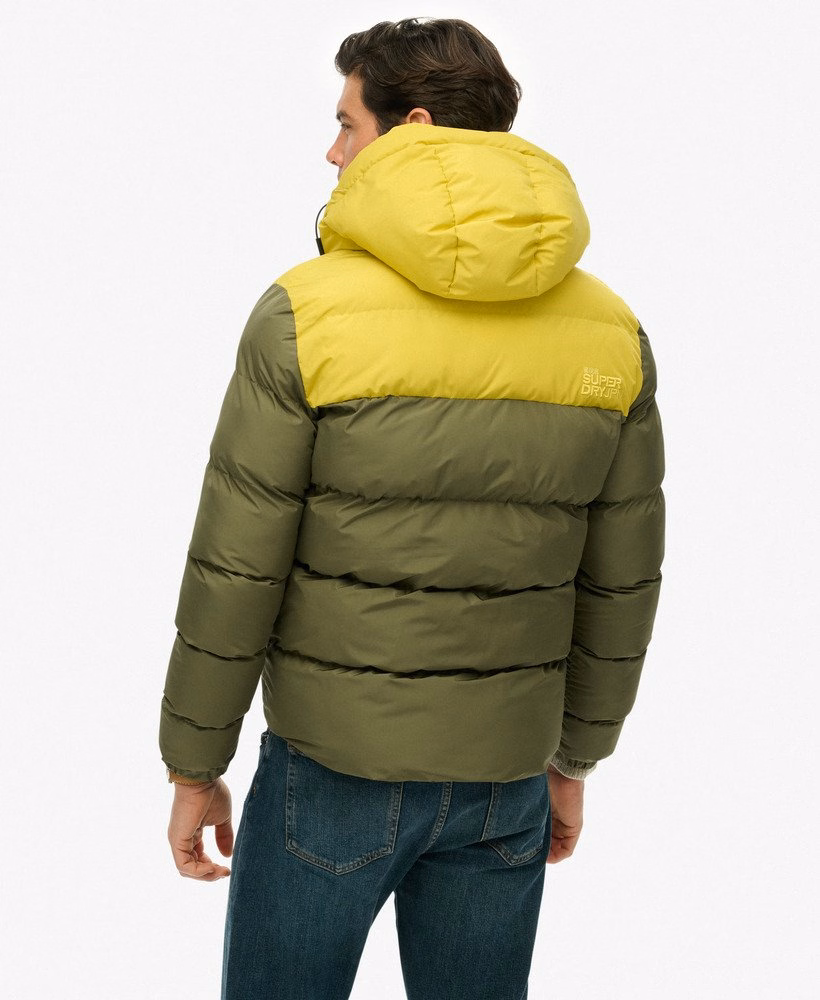 Colourblock gewatteerde jas met capuchon